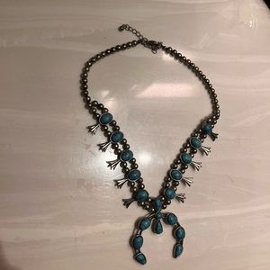 Turquoise squash blossom necklace